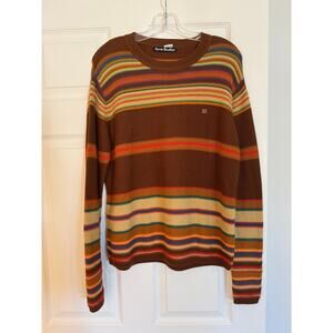 Acne Studios Kenzil Stripes Face Jumper Mens Cinnamon Brown Crewneck Sweater